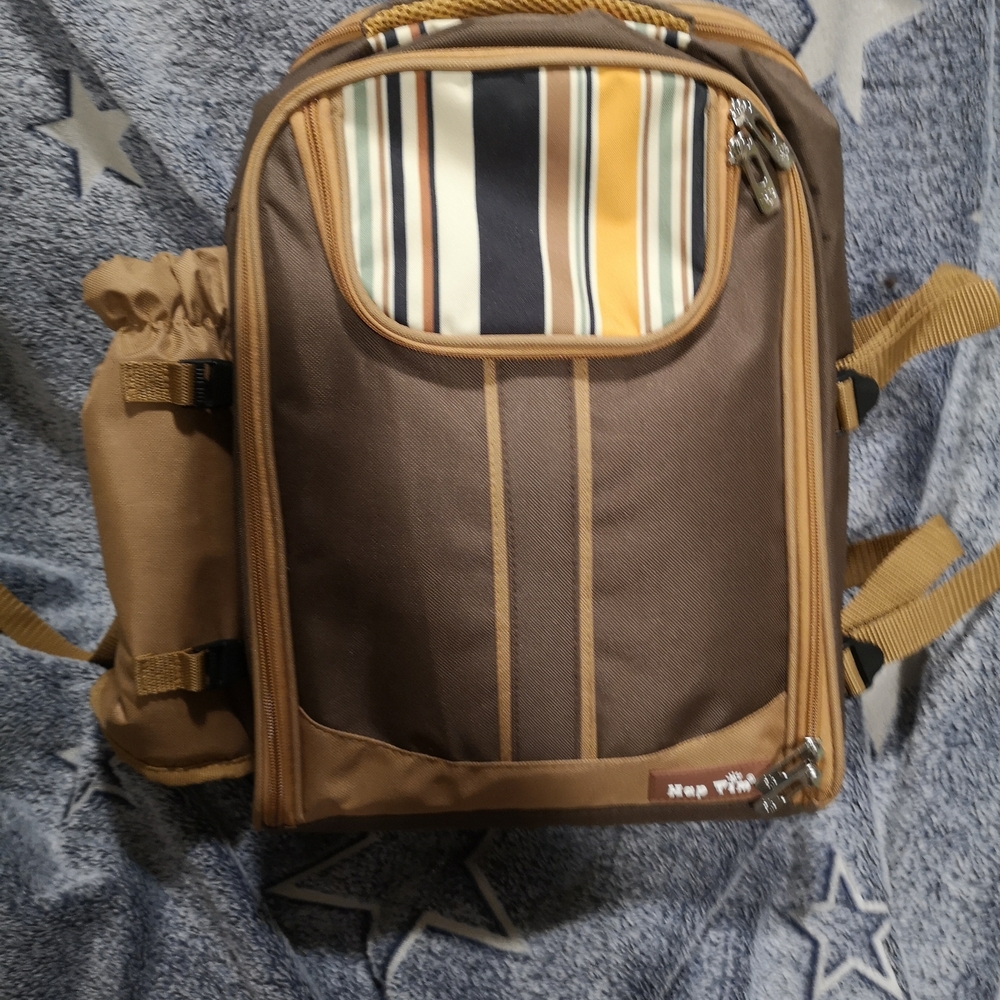 Brown Striped Men's Backpack